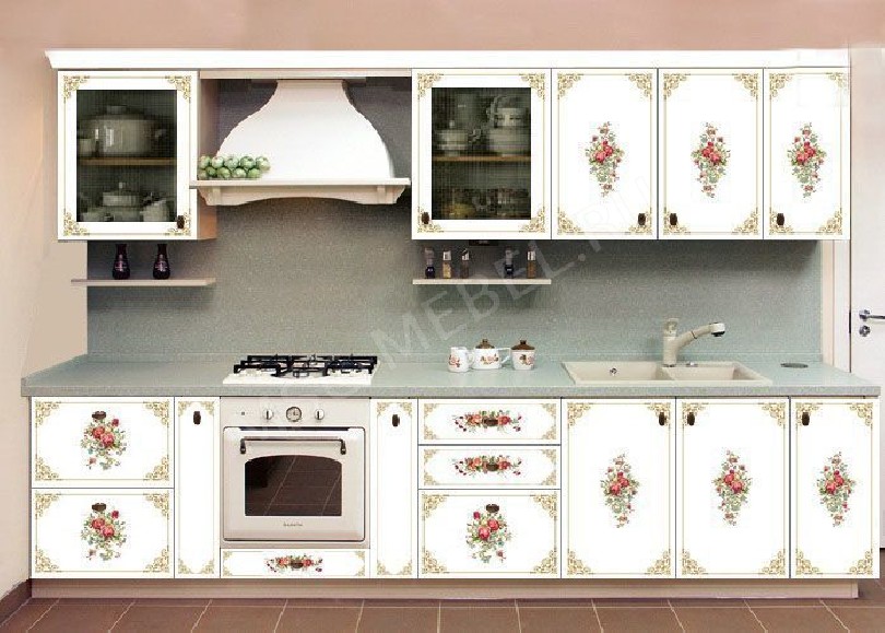 Фотопечать на фасадах кухни Анжелика-1 в винтажном стиле