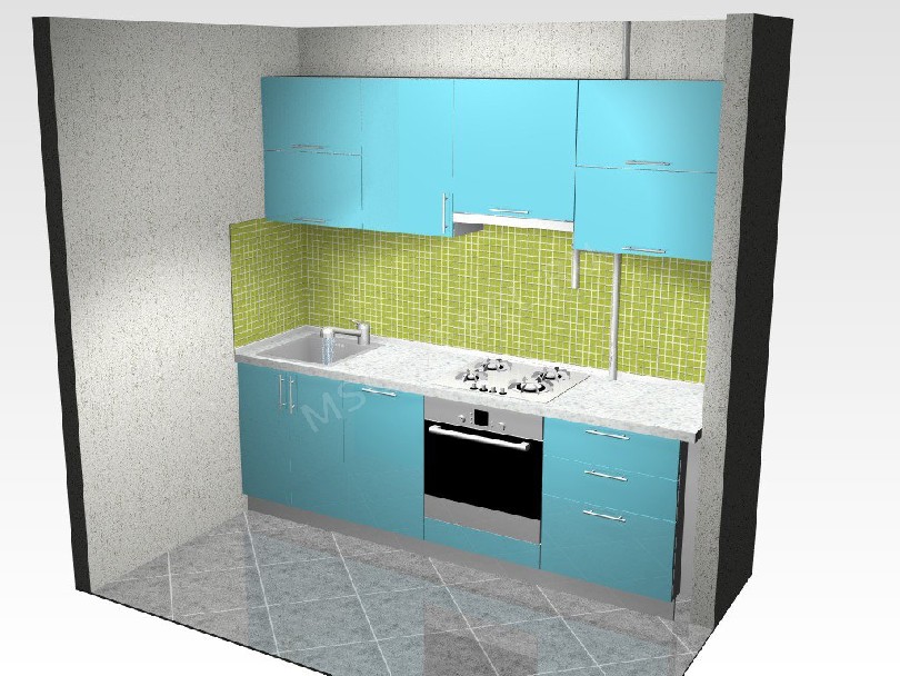 Фото Прямая кухня Богема для маленькой квартиры