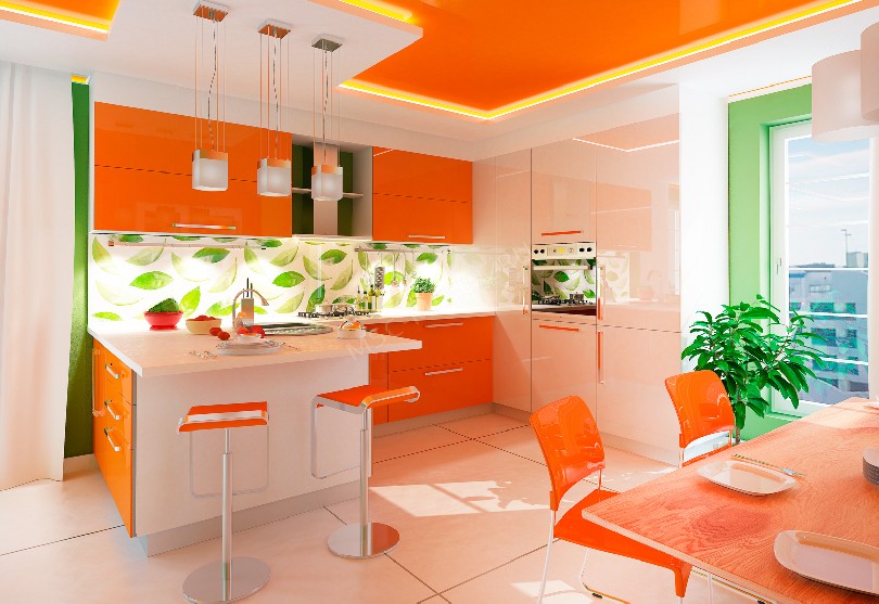 Фото Кухня из пластика «Апельсин»